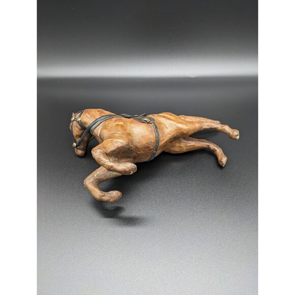 Vintage Toy Leather Wrapped Horse Figurine With Saddle & Bridle - Picture 6 of 6